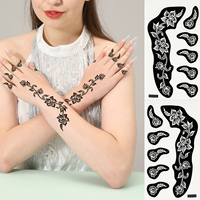 Pochoir de tatouage au henné temporaire personnalisé pour dessin floral, pochoir de tatouage au henné pour la main entière, autocollant non toxique