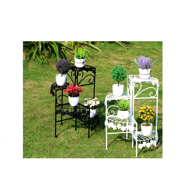 Modern Adjustable Indoor Outdoor Metal Iron 4 Tier Flower Plant Stand with 4 Planter Shelf Flower Pot rack