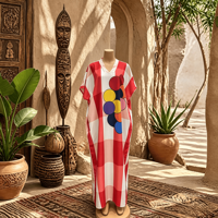 Robe Kimono Maxi Boubou Kaftan Femme Africaine Bohème Florale en Coton Soie Doux Grande Taille Modeste Été 2026 Streetwear Plage