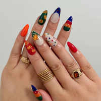 Ongles en acrylique à pression avec motif de citrouille 3D, à pois, à rayures et à petites étoiles, personnalisables avec vernis brillant/mat/doré, certifiés CE/MSDS