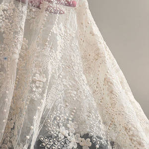 Nueva tela de encaje bordado blanco de alta calidad, tela bordada de toalla de lujo para mujer, camisa de verano - Product Image 6