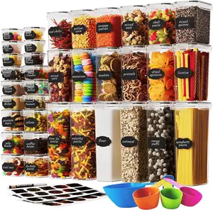 Lot de 24 bacs et boîtes de rangement en plastique sans Bpa, hermétiques et empilables pour le garde-manger de cuisine Ensemble de récipients de stockage des aliments avec couvercles