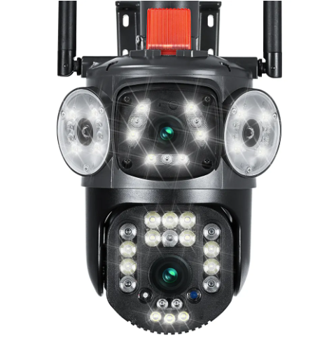Dual Lens 3 Screens Outdoor Security Camera 6MP Auto Tracking PTZ Camera 4G Wifi CCTV Network IP Camera Dual Screen Surveillance