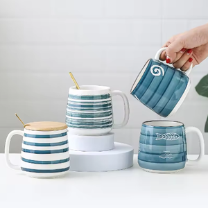 Modern Classic Cartoon Hand-Painted Western Porcelain Ceramic Mug Reusable Dishwasher Microwave Safe Customizable Ins Office - Product Image 1
