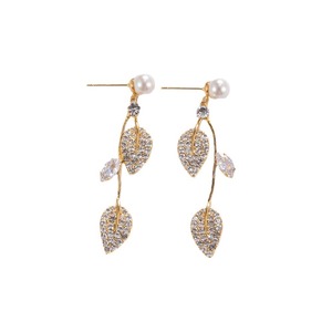 Pendientes de Perlas con Forma de Hoja Cuadrada y Borlas, con Incrustaciones de Circonia, Chapados en Oro de 18K, para Bodas, Mujeres, Grado AAA, Engaste de Bisel - Product Image 5