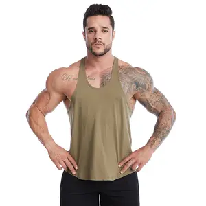 Benutzer definiertes Logo Sommer Bequeme weiche Bio-Baumwolle Laufen Männer Tank Top Bulk Gym Weste Ärmellose T-Shirts Y Zurück Tank Tops