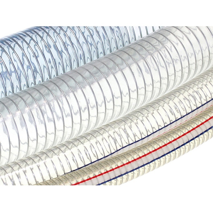 Tuyau PVC Flexible Renforcé Avec Fil D'acier - Idéal Pour Drainage Industriel, Transparent, Paroi 3 Mm, Diamètre Intérieur 40 Mm