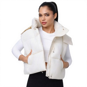 Women's Quilted Down Vest Puffer Waistcoat With Hood Short Outerwear Solid Color - Product Image 2