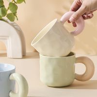 Mug en céramique color-block, doux et frais, mignon, grande capacité, style Instagram, pour étudiants, couples, meilleurs amis, passe au lave-vaisselle, chaud/froid