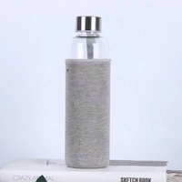 Vente chaude, logo personnalisé, bouteilles en verre transparentes portables pour le sport, 500 ml, 750 ml, 1000 ml, pour l'eau et le jus, avec bouchon à vis