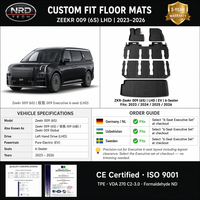 Tapis de sol de voiture 3D en TPE en gros pour Zeekr 009 LHD EV 6 places |   Ensemble complet imperméable avec tapis de coffre, fabricant OEM