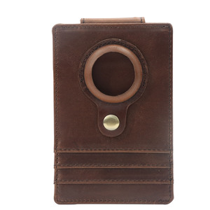 Leather Card Holder With Ring Stand For Credit Card And AirTag Brown Genuine Leather Wallet Spring 2022 - Product Image 5