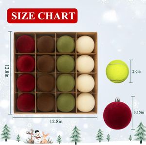 Adornos Navideños Colgantes de Terciopelo, Bonitas Bolas de Navidad Ecológicas de Plástico y Terciopelo en Verde y Borgoña - Product Image 3