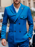 Blazer Homme Croisé à Double Boutonnage avec Bretelles Personnalisables, Veste de Costume Formelle à Revers Pointus Unique pour Mariage et Soirée d'Affaires