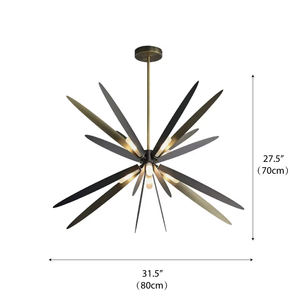 Lustre Libellule Pendentif Starburst moderne <span class=keywords><strong>avec</strong></span> des lames inspirées de libellules en noir et laiton, <span class=keywords><strong>plafonnier</strong></span> de déclaration - Product Image 4