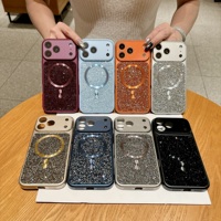 Coque Magnétique de Gros pour iPhone 18 Pro Max 17 16 15, Étui de Protection Antichoc Scintillant avec Strass Brillants