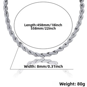 Collar de Cadena de Cobre Chapado en Oro de 8mm Estilo Hip-Hop con Diamantes, Diseño Único, Moderno y Exagerado - Product Image 4