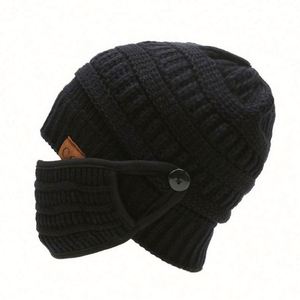 Bonnet et masque tricotés personnalisés avec logo, en acrylique épais, broderie design, pour l'hiver froid - Product Image 6
