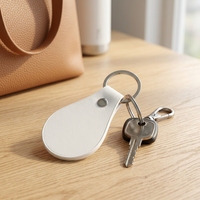 Porte-clés en cuir PU vierge en forme de goutte d'eau, pendentif pour clés, étiquette cadeau DIY, anneau pour clés de voiture