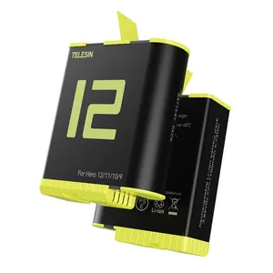 Batterie de recharge de batterie au lithium Telesin Go Pro 12 pour caméras d'action GoPros Hero 12/11/10/9