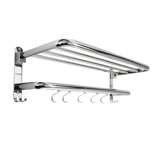 Porta asciugamani da bagno di lusso a parete suso304 in acciaio inox <span class=keywords><strong>portasciugamani</strong></span> <span class=keywords><strong>doppio</strong></span> in piedi pieghevole lucido opaco nero ripiano - Product Image 2