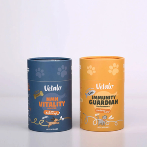 Emballage en tube de papier pour compléments alimentaires pour animaux de compagnie avec logo personnalisé, boîte cylindrique en carton écologique pour capsules de médicaments pour chiens et chats - Product Image 1