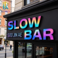 Lettres RGB personnalisées en acier inoxydable, enseignes lumineuses à LED, multicolores, signalétique commerciale pour la publicité extérieure