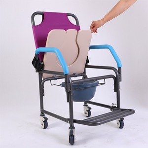 Chaise de douche pratique Green Yu, chaise de toilette portable violette avec roulettes pour personnes âgées et handicapées, équipement de sécurité pour la salle de bain - Product Image 2
