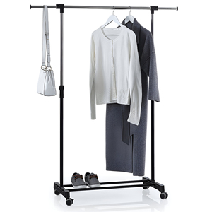 Porte-vêtements à barre unique ICARE chromé et noir - Product Image 1