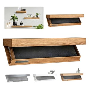 Estante de almacenamiento de madera con tapa abatible, montado en la pared, estante oculto de gran capacidad para sala de estar y dormitorio - Product Image 5