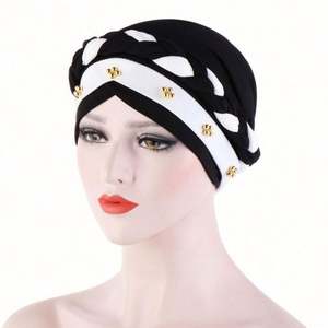Modèles Printemps-Automne : Bonnets Musulmans en Soie de Lait, Turbans en Coton à Perles et Tresses, Bonnets Hijab, Turbans Prêts-à-Porter pour Femmes Musulmanes - Product Image 3
