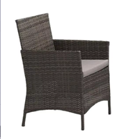 4-teiliges Rattan-Gartenmöbel-Set – Sofa, Couch und Tisch aus Korbgeflecht mit gehärtetem Glas und dicken Kissen