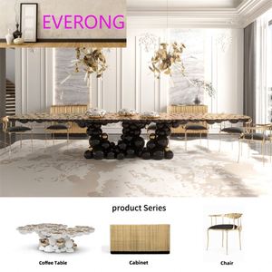 <span class=keywords><strong>Mesa</strong></span> de Comedor de Diseño Italiano de Lujo con Base Ovalada de Burbujas, Tablero de Latón Dorado de Lujo para Decoración de Villas, Mansiones y Restaurantes de Alta Gama - Product Image 4