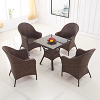 Tables et chaises de jardin en rotin PE de haute qualité, modernes, écologiques, résistantes à l'eau et au soleil, pour cour, hôtel, balcon