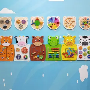 새로운 나무 동물 다채로운 벽 장난감 실내 놀이터 장식 감각 벽 장난감 패널 Mounted18M + 놀이 공간 벽 빌드 장난감