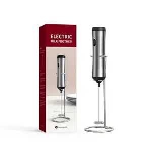 Rechargeable Lithium Battery With Metal Stand Stainless Steel Electric Milk Frother