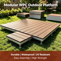 Système de terrasse modulaire AluDeck en WPC pour extérieur, design carré antidérapant, pieds réglables en acier inoxydable, options multicolores pour parc
