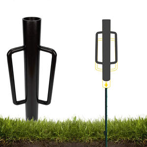 18LB 헤비 듀티 핸드 포스트 파운더 핸들 U 펜스 포스트 홀 디거 24인치 블랙 펜스 포스트 드라이버 래머 - Product Image 3