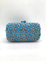 Pochette de soirée en strass turquoise, étui à bijoux en cristal, sac de banquet, fermeture à fermoir OEM ODM