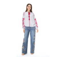 Jeans vintage XS à 4XL, jeans design décontractés à fleurs évasées et brodés, jeans slim délavés pour femmes, vente en gros en usine