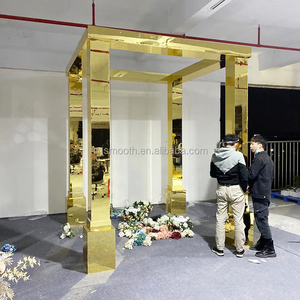 High Quality <strong>Mirror</strong> Acrylic <strong>Columns</strong> Pedestals Flower Decoration Backdrop Mandap for Wedding Decoration - Product Image 4