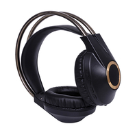 Headphone gaming tanpa kabel, headset earphone dengan bando gaya logam LED menyala BT di dalam mikrofon
