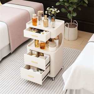 Chariot de rangement pliable moderne à 4 roues en bois de haute qualité pour salon de beauté, maquillage et coiffure - Product Image 6