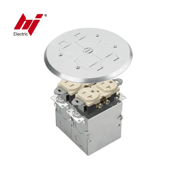 Best Sell New Style Round Electrical Floor Socket Flip Lid Assembly With UL Receptacle And Junction Box