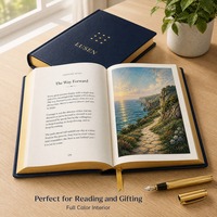 Stampa Personalizzata di Libri OEM ODM, Basso MOQ da 1 Pezzo, Libro con Copertina Rigida in Pelle PU Blu Navy 6 X 9 Pollici con Lamina Dorata