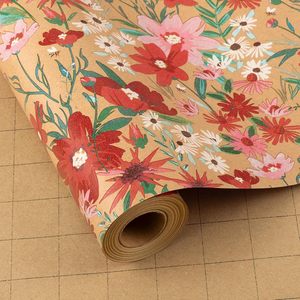 Kraft Daisy Flowers Wrapping <b>Paper</b> 17in x 32.8ft Gift <b>Wrap</b> For Baby Shower Birthday Valentine's Day Wedding - Product Image 1