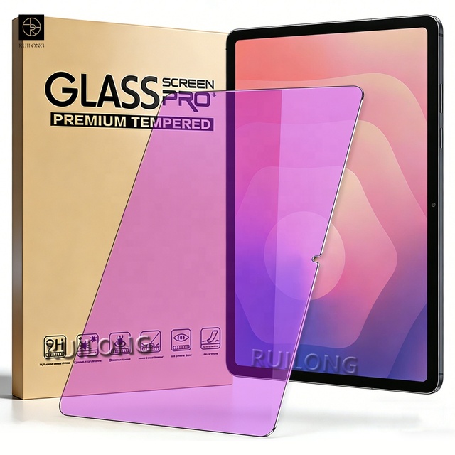 2.5D Anti Blue Light Screen Protector for Samsung Galaxy Tab S11 S10 S9 FE Plus A11 Purple Tempered Glass Film Eye Protection