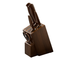 Boîte de rangement pour couteaux en bois massif multifonctionnelle, best-seller, en acier inoxydable pour la cuisine, la salle à manger, ensemble professionnel de 6 pièces