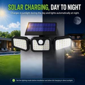 3-Head Solar <b>Motion</b> <b>Sensor</b> <b>Light</b>, Outdoor Solar Powered Flood <b>Light</b>, Auto On/Off Security Wall Lamp for Yard Driveway Pathway - Product Image 2