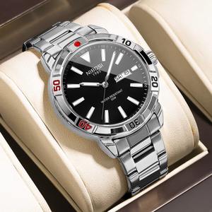 Drioshipping Reloj de cuarzo de moda para hombre Fecha automática Cronógrafo Elegante Acero inoxidable Silicona para negocios Deporte Antiguo - Product Image 5